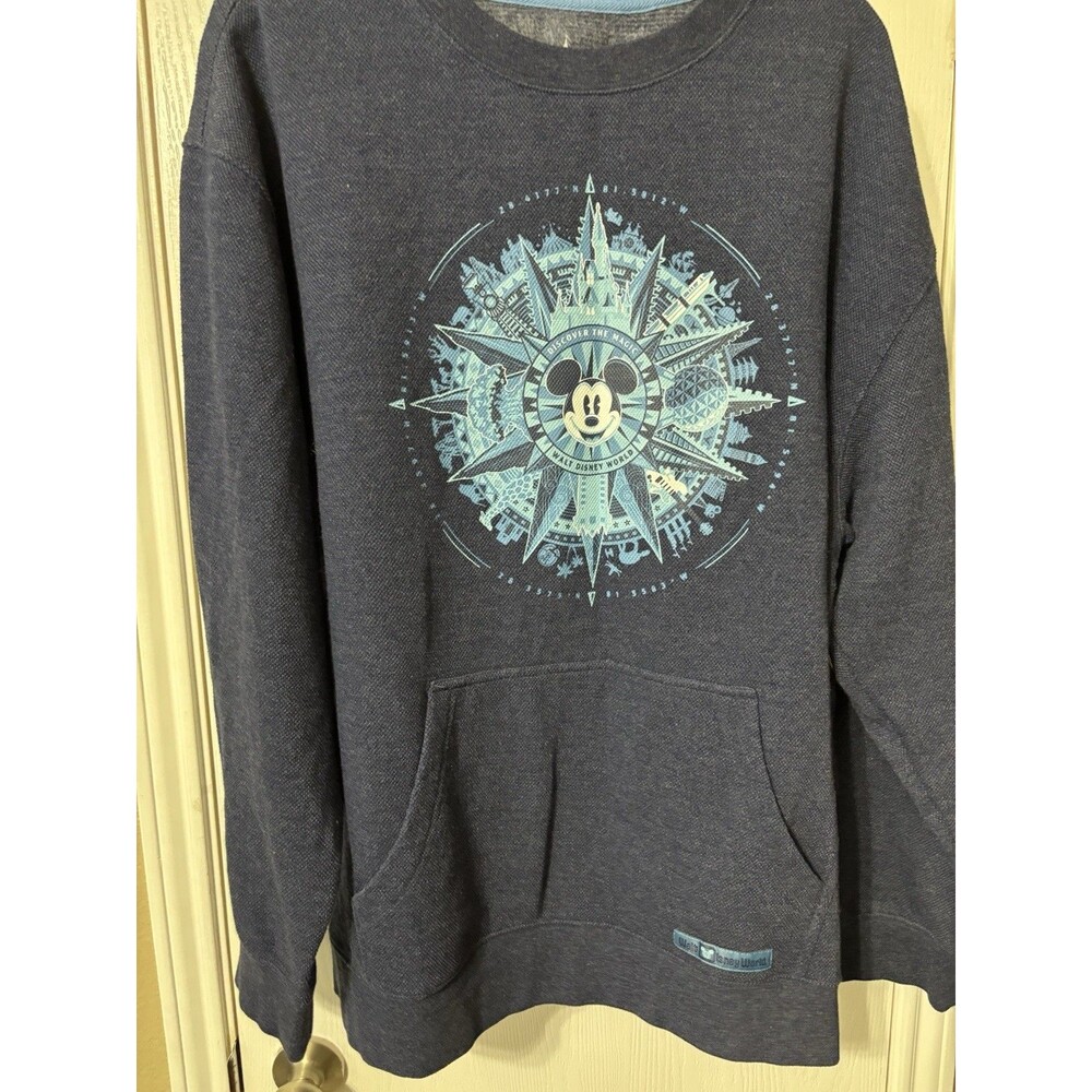 Disney Parks Sweatshirt Size XXL Dark Blue Pull Over Logo On Front Long Sleeve